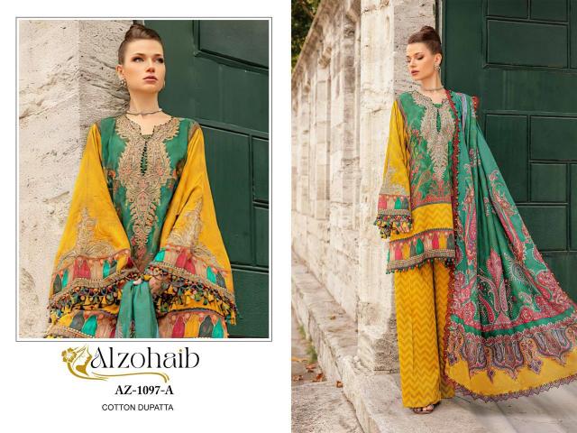 Alzohaib Az 1097 Cotton Dupatta Pakistani Pakistani Suit Wholesale Catalog