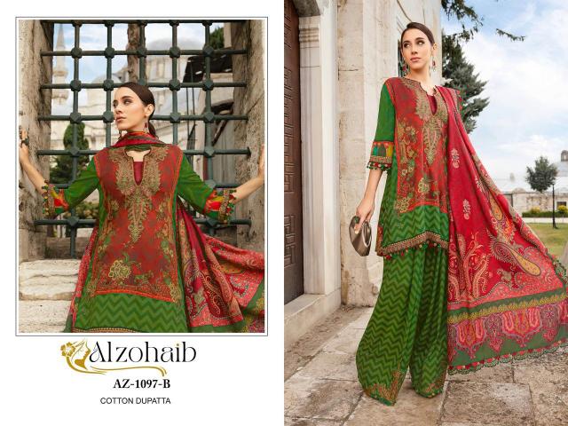 Alzohaib Az 1097 Cotton Dupatta Pakistani Pakistani Suit Wholesale Catalog
