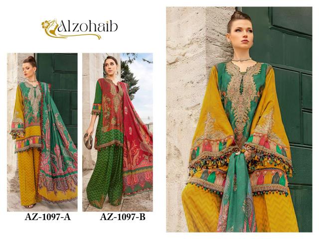 Alzohaib Az 1097 Cotton Dupatta Pakistani Pakistani Suit Wholesale Catalog