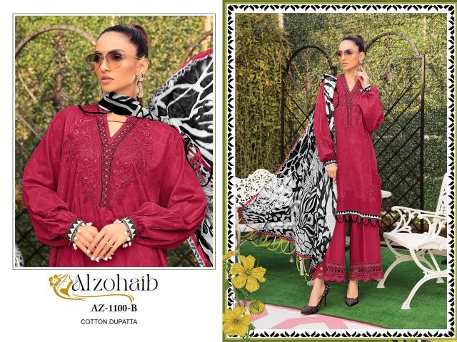 Alzohaib Az 1100 Cotton Dupatta Pakistani Suits Wholesle Catalog
