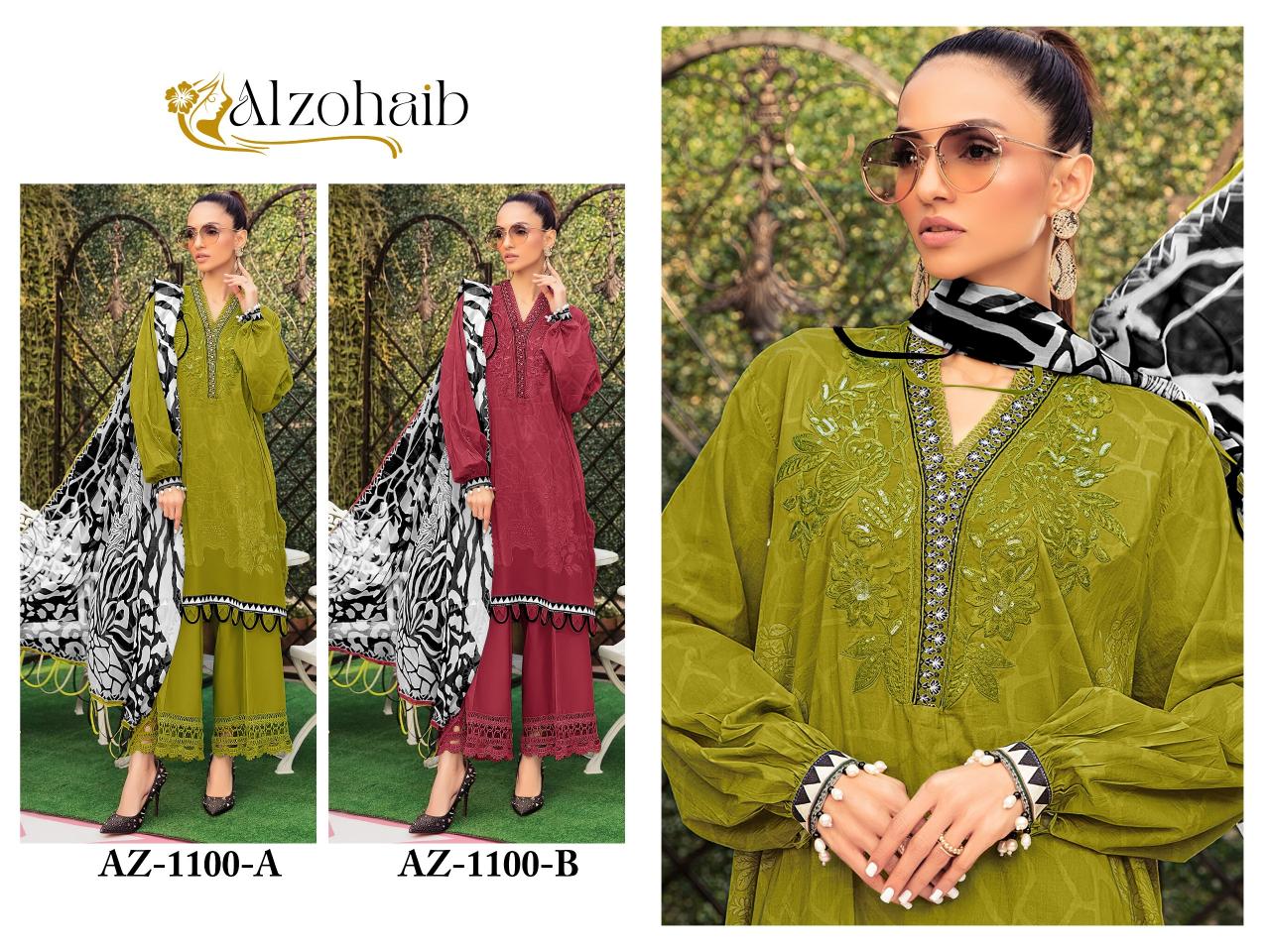 Alzohaib Az 1100 Cotton Dupatta Pakistani Suits Wholesle Catalog