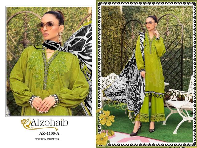 Alzohaib Az 1100 Cotton Dupatta Pakistani Suits Wholesle Catalog