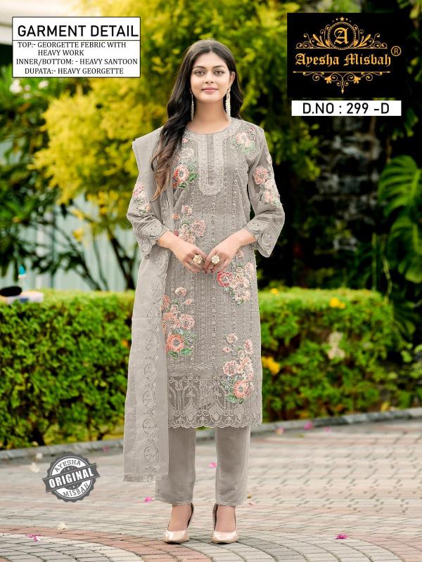 Ayesha Misbah 299 Georgette Pakistani Suits Wholesale Catalog