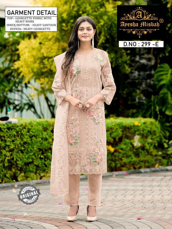 Ayesha Misbah 299 Georgette Pakistani Suits Wholesale Catalog