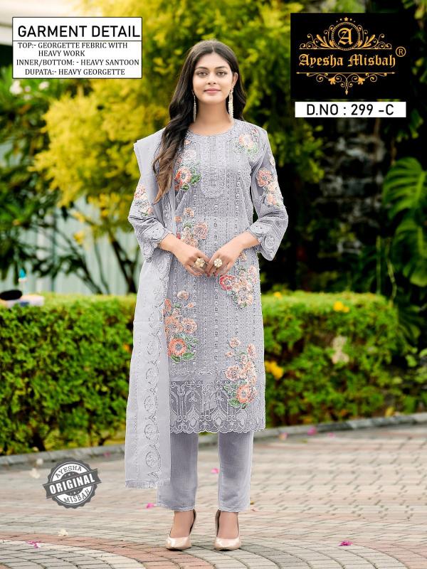 Ayesha Misbah 299 Georgette Pakistani Suits Wholesale Catalog