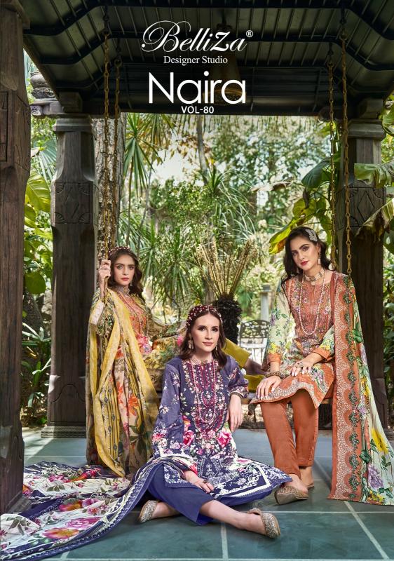 BelliZa NAIRA Vol 80 cotton dress material with cotton dupatta wholesale
