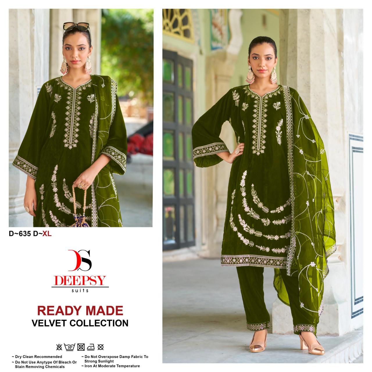 Deepsy Suits 635 EFGH Velvet with embroidery Salwar Kameez Wholesale Catalog