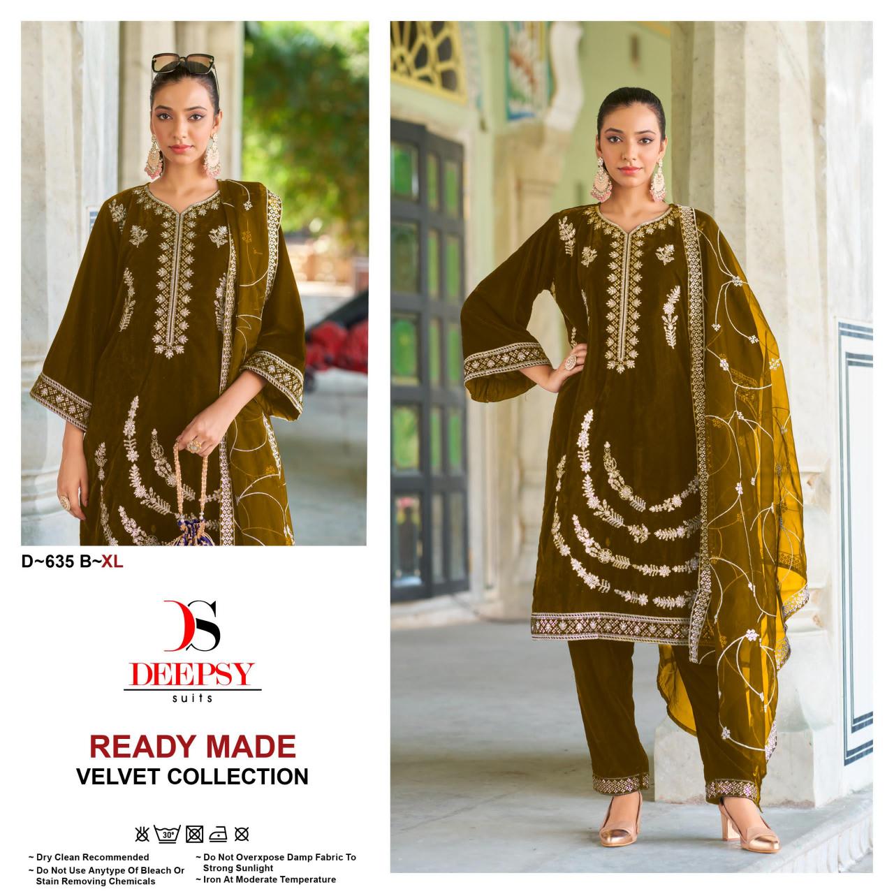 Deepsy Suits 635 EFGH Velvet with embroidery Salwar Kameez Wholesale Catalog