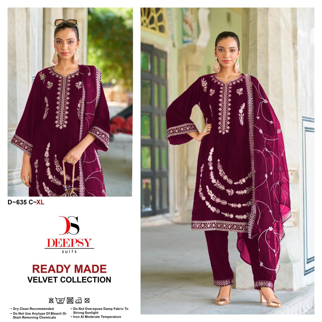 Deepsy Suits 635 EFGH Velvet with embroidery Salwar Kameez Wholesale Catalog