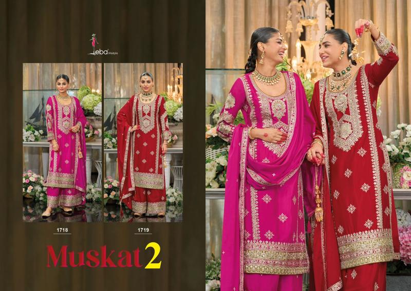 Eba Muskat Vol 2 hevey Chinon with emboidery work Salwar Kameez Wholesale Catalog