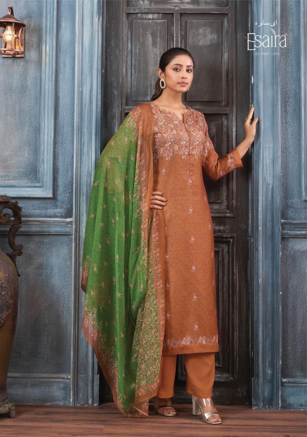 Esaira Anahi Digital Printed Pashmina With Hand Work Salwar Kameez Wholesale Catalog