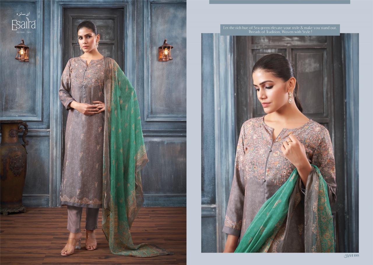 Esaira Anahi Digital Printed Pashmina With Hand Work Salwar Kameez Wholesale Catalog