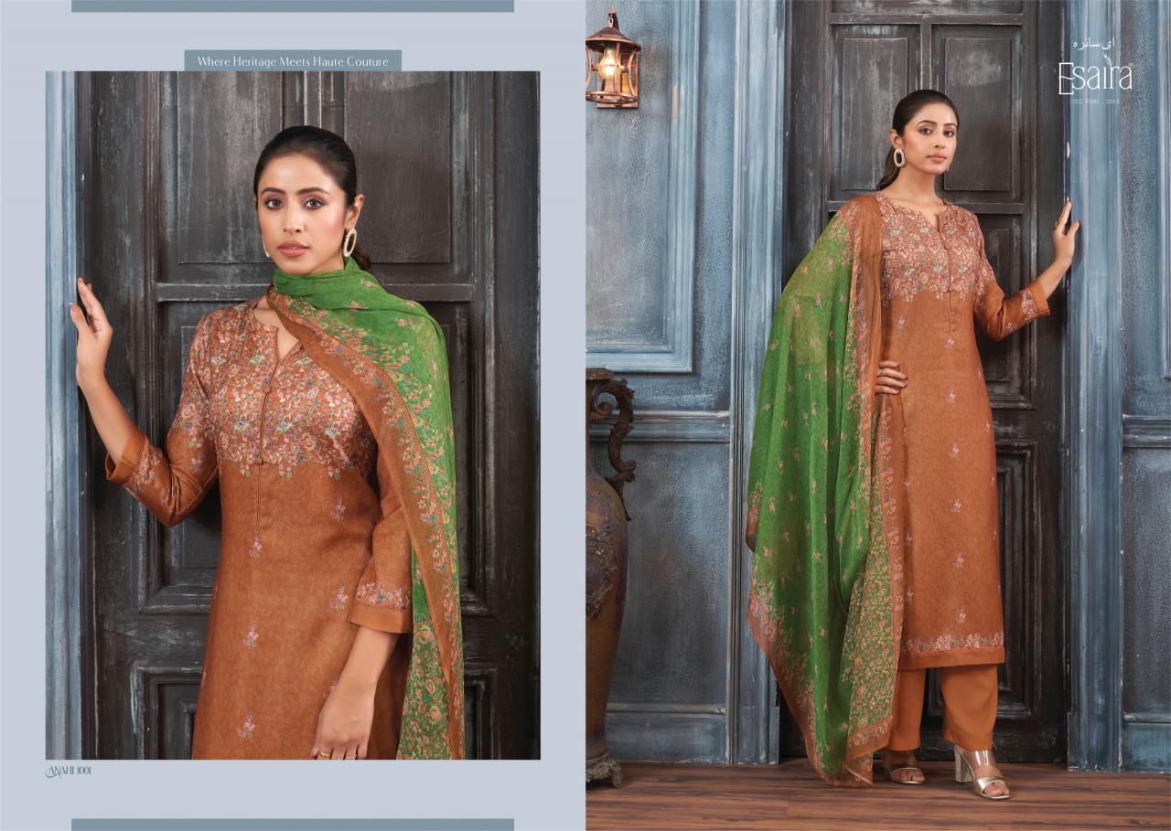 Esaira Anahi Digital Printed Pashmina With Hand Work Salwar Kameez Wholesale Catalog