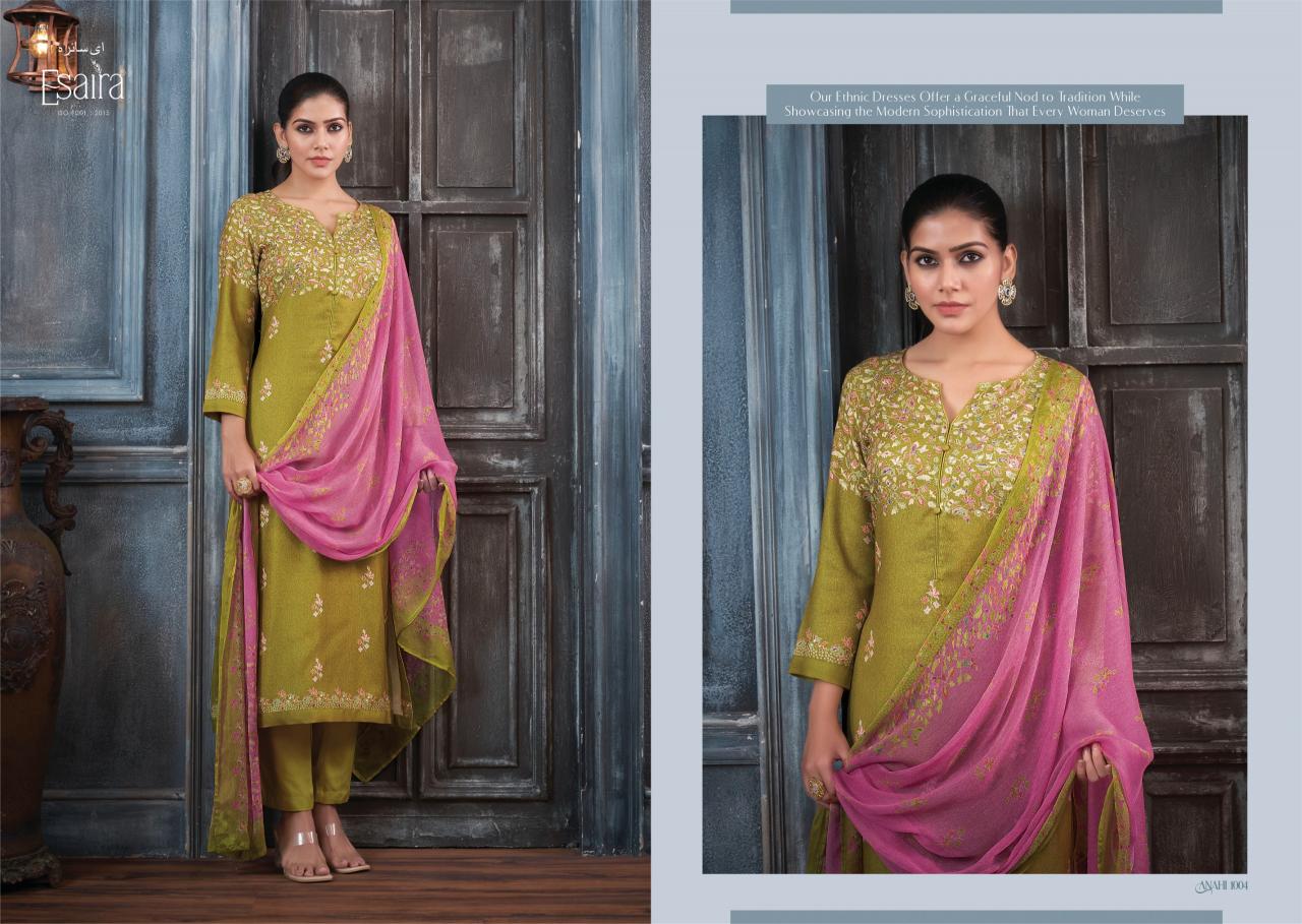 Esaira Anahi Digital Printed Pashmina With Hand Work Salwar Kameez Wholesale Catalog