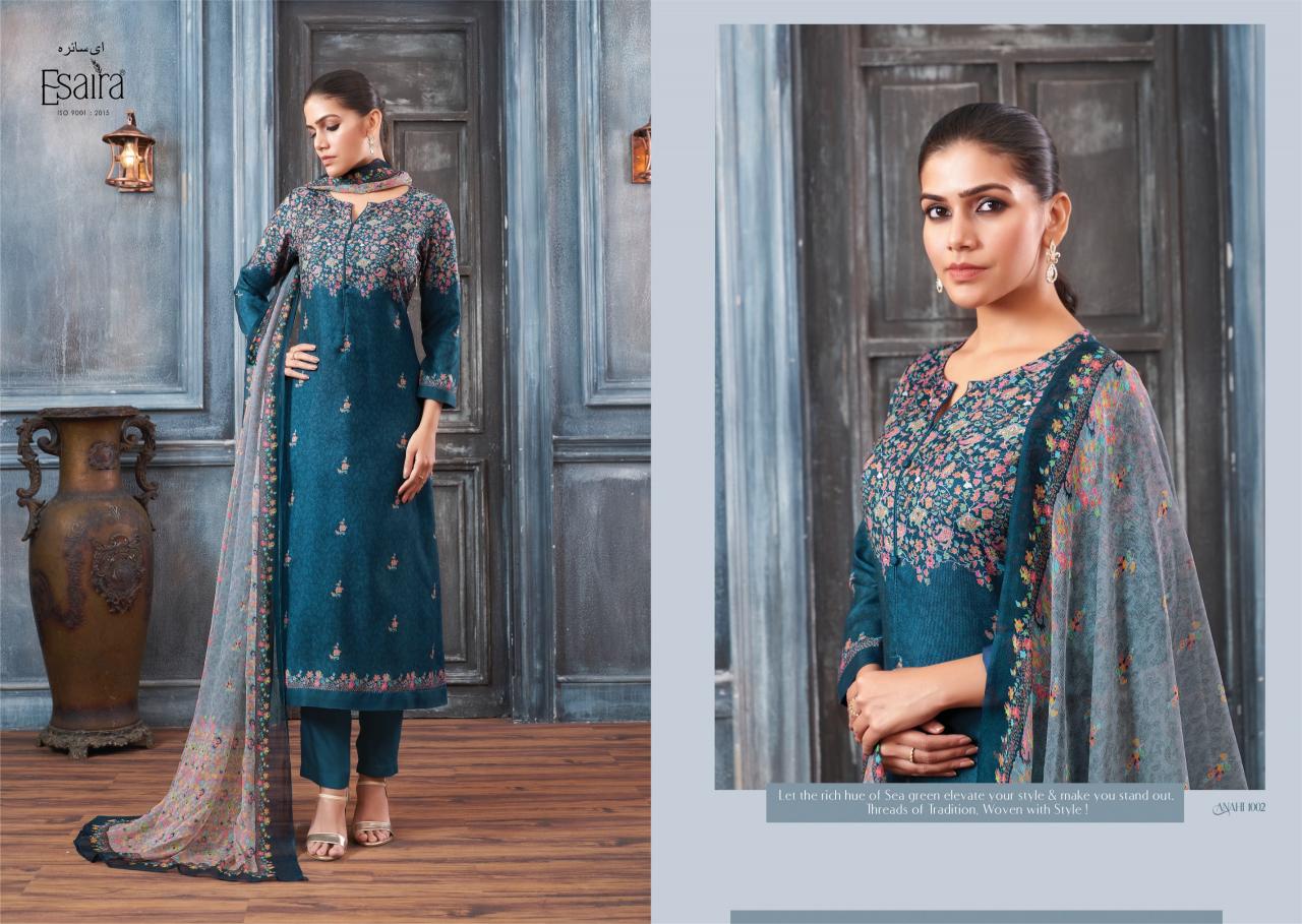 Esaira Anahi Digital Printed Pashmina With Hand Work Salwar Kameez Wholesale Catalog