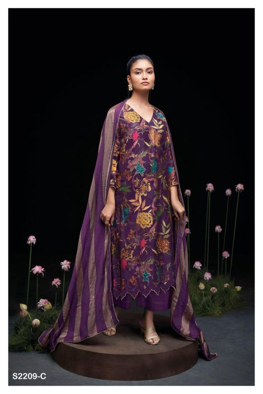 Ganga Aiko 2209 Premium Bemberg Russian Silk Salwar Kameez Wholesale Catalog 