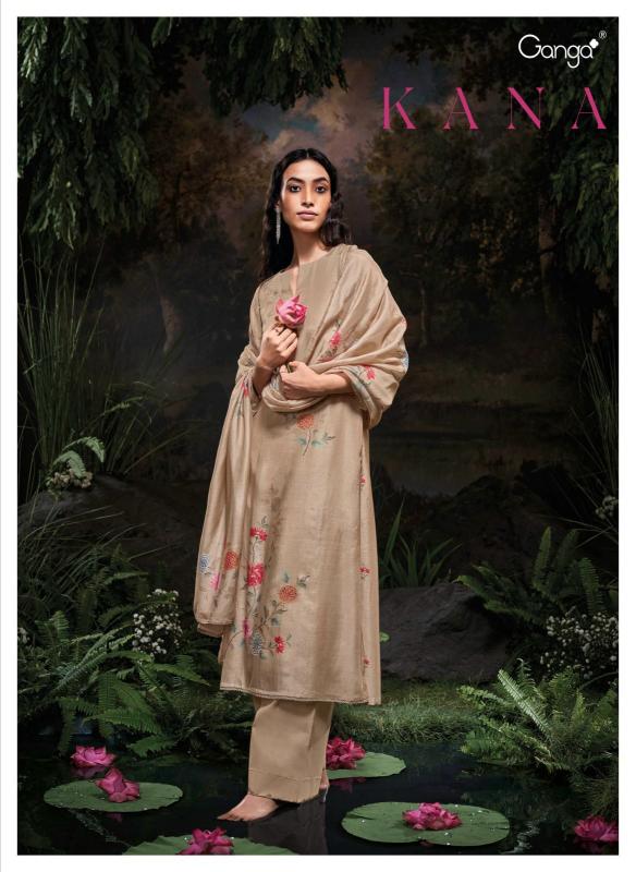 GANGA Kana Silk Jacquard Printed Salwar Kameez Wholesale Catalog