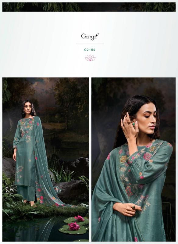 GANGA Kana Silk Jacquard Printed Salwar Kameez Wholesale Catalog