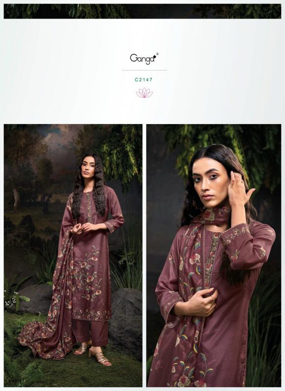 GANGA Kana Silk Jacquard Printed Salwar Kameez Wholesale Catalog