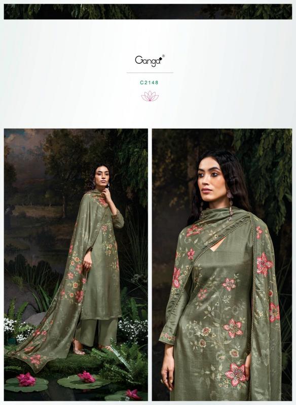 GANGA Kana Silk Jacquard Printed Salwar Kameez Wholesale Catalog