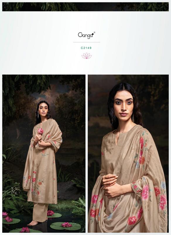 GANGA Kana Silk Jacquard Printed Salwar Kameez Wholesale Catalog