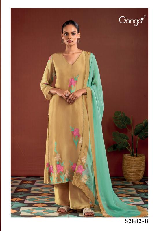 Ganga Lucella 2882 Premium Pure Bemberg Silk Salwar Kameez Wholeslae Catalog