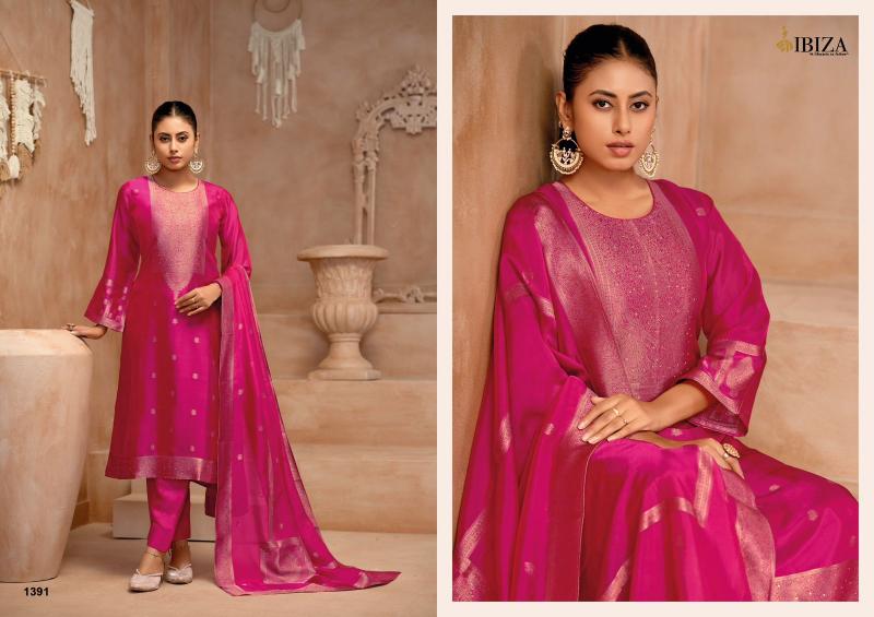 Ibiza Gulmohar Pure Banglory Silk Jacquard Salwar Kameez Wholesale Catalog