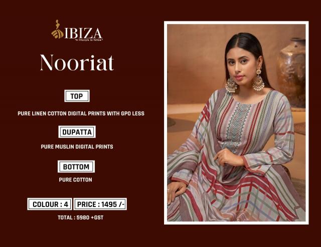 Ibiza Nooriat Pure Linen Cotton Digital Prints Salwar Suits Wholesale catalog