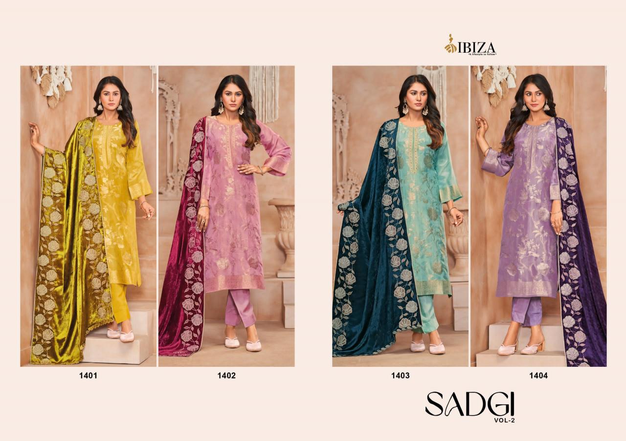 Ibiza Sadgi Vol 2 Jacquard Silk with hand work Salwar Kameez Wholesale Catalog
