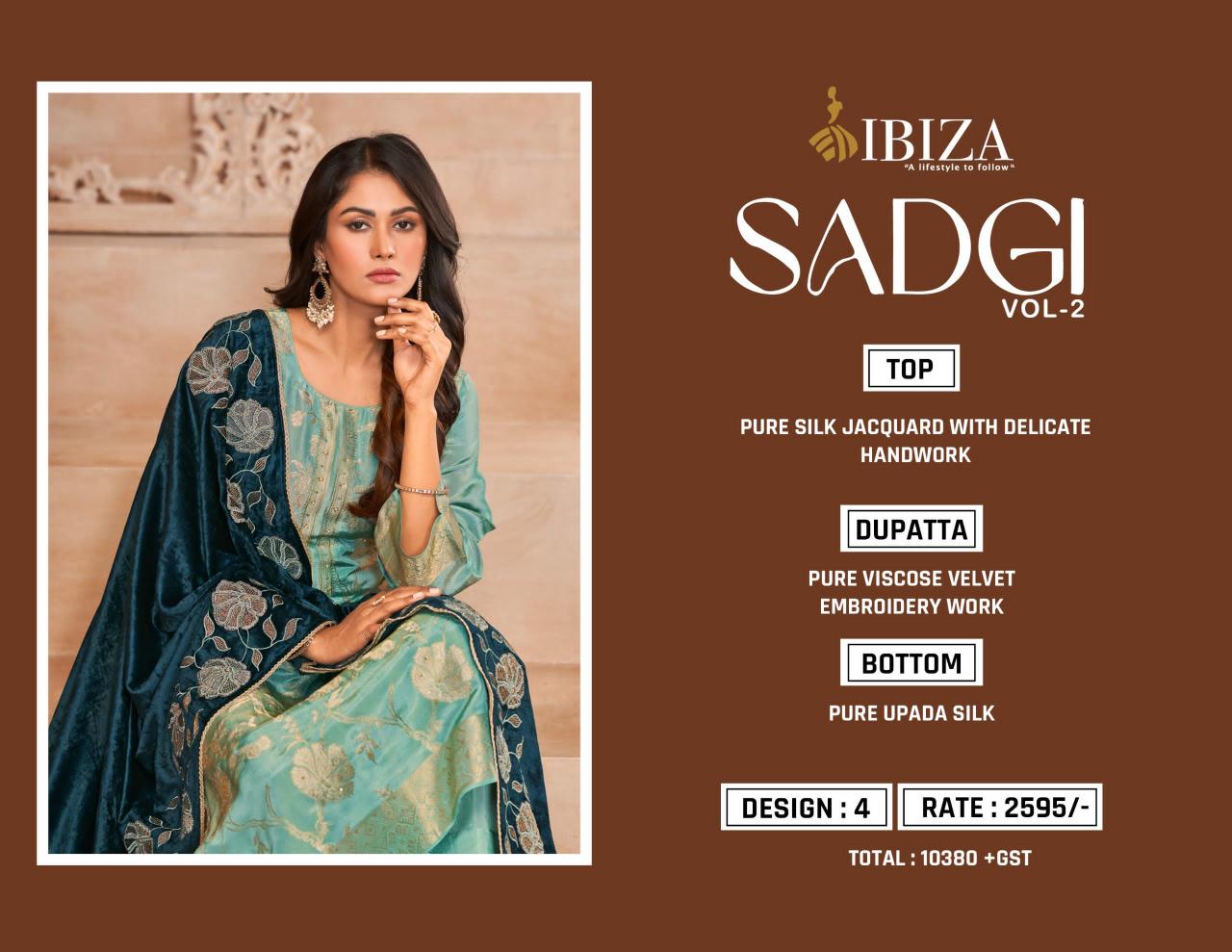 Ibiza Sadgi Vol 2 Jacquard Silk with hand work Salwar Kameez Wholesale Catalog