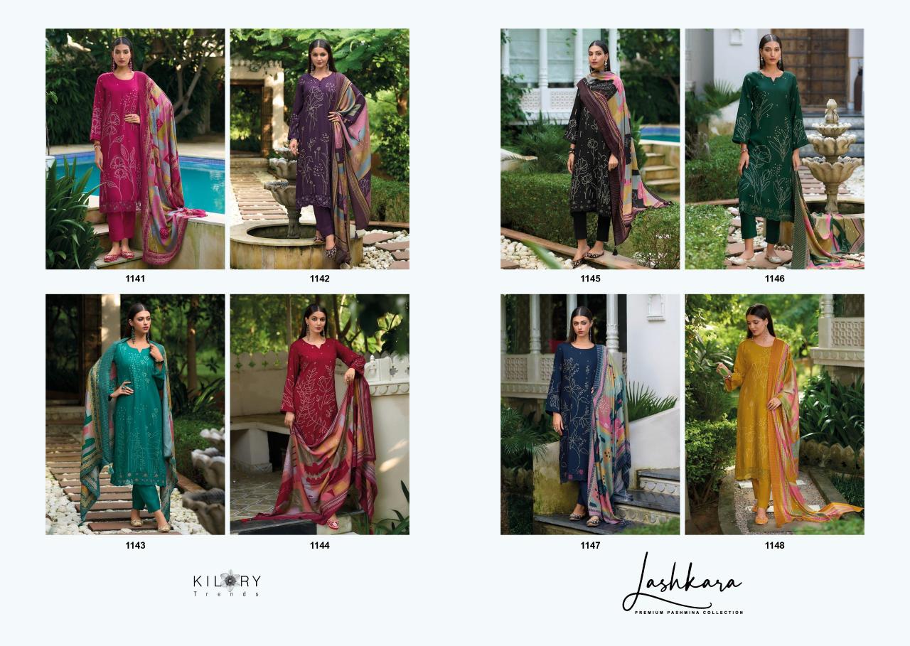 Kilory Lashkara Pure Viscose Pashmina Digital Printed Salwar Kameez Wholesale Catalog