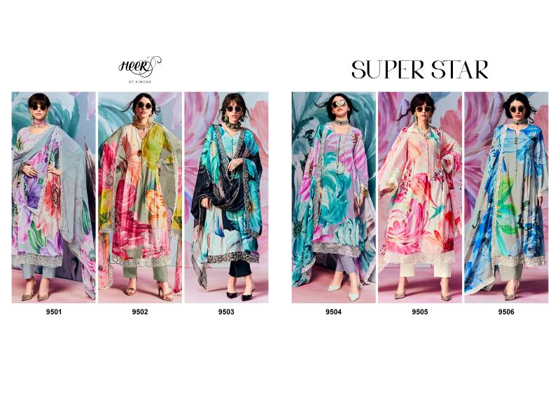 Kimora Heer Super star Vol 194 Pashmina staple With Embroidery butti Salwar Kameez Wholesale Catalog