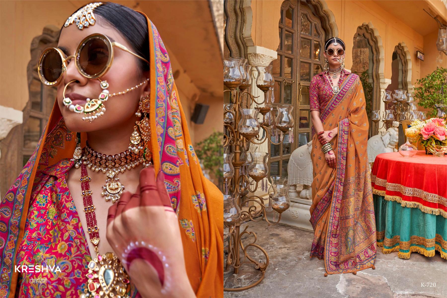 Kreshva Padmakamal Designer Printed Silk type of silk sarees india