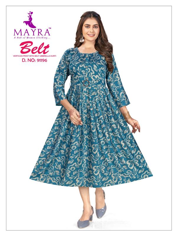 Mayra Belt Umbrella Cut Kurti Wholesale Catalog