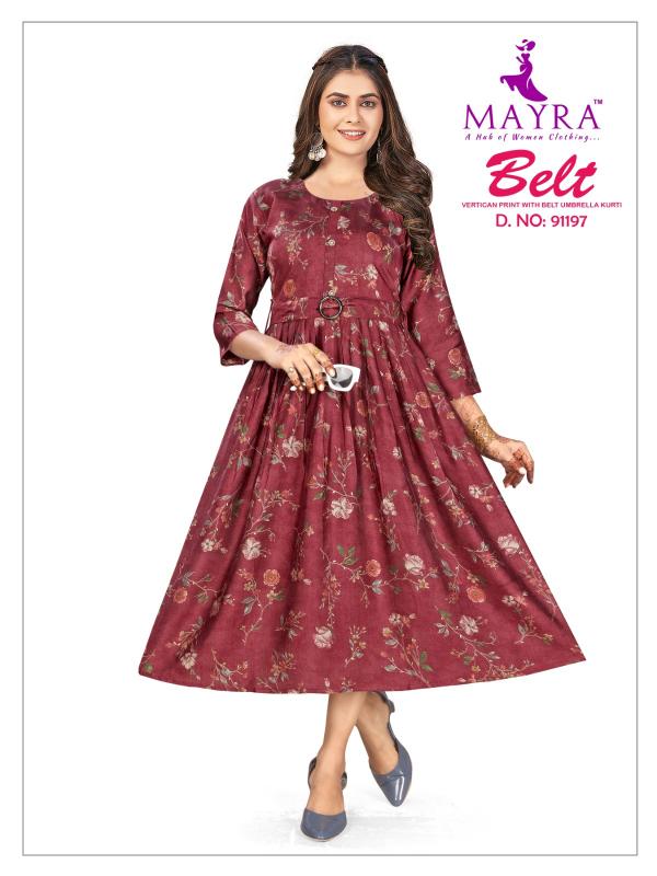 Mayra Belt Umbrella Cut Kurti Wholesale Catalog