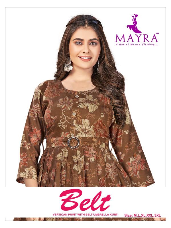 Mayra Belt Umbrella Cut Kurti Wholesale Catalog