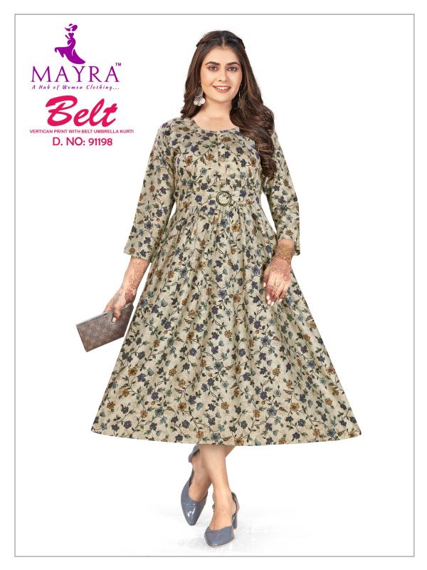 Mayra Belt Umbrella Cut Kurti Wholesale Catalog