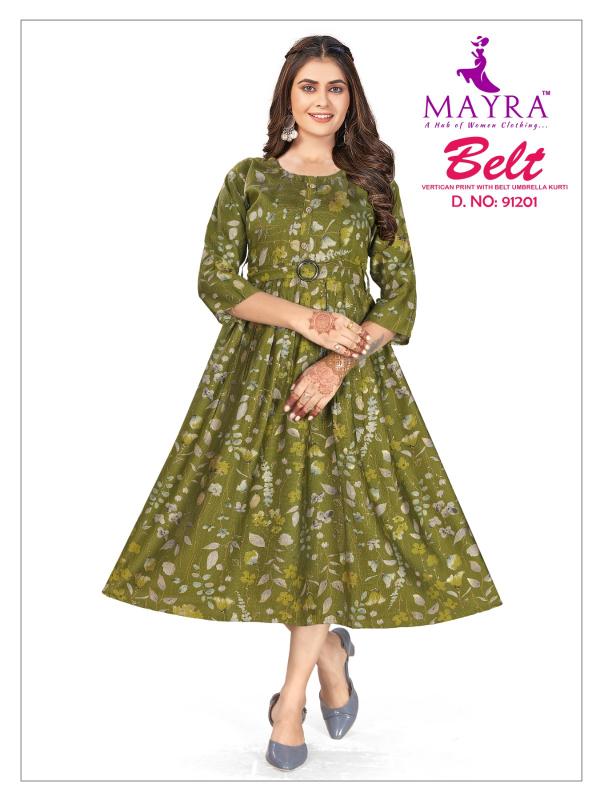 Mayra Belt Umbrella Cut Kurti Wholesale Catalog