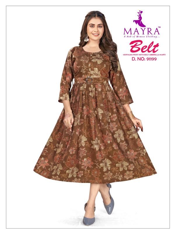 Mayra Belt Umbrella Cut Kurti Wholesale Catalog