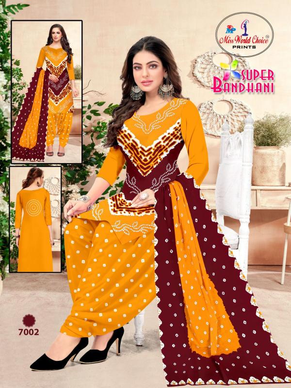 Miss World Super Bandhani Vol-07 – Dress Material - Wholesale Catalog