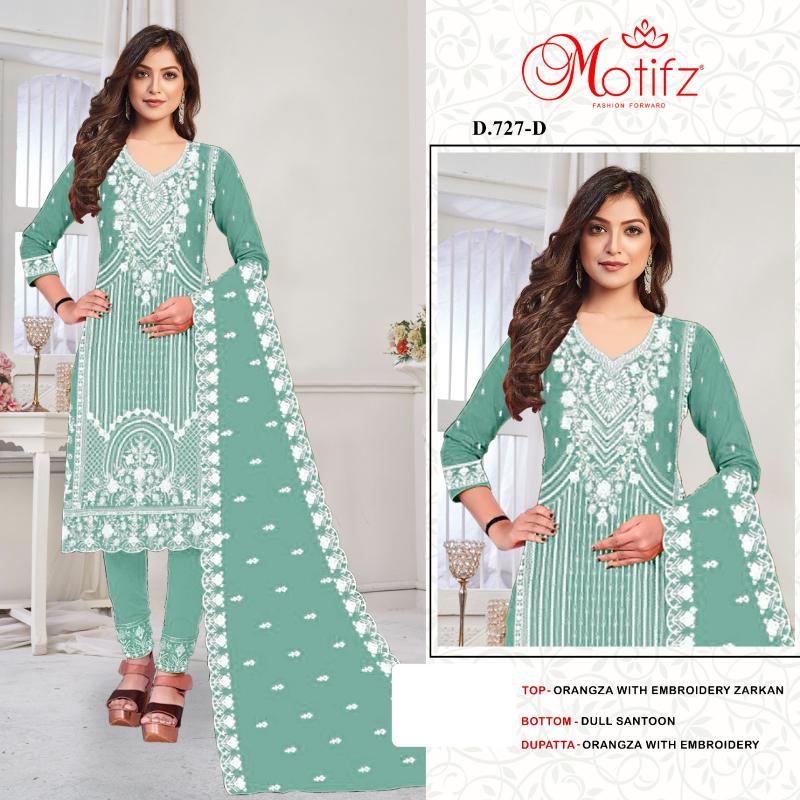 Motifz 727 ABCD Organza with Embroidery zarkan Pakistani Suit Wholesale catalog