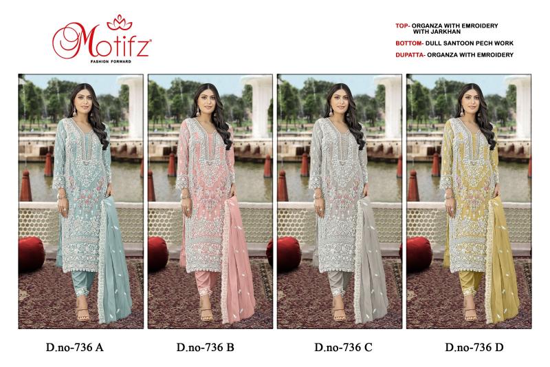 Motifz 736 Organza with Embroidery zarkan Salwar Kameez Wholesale catalog
