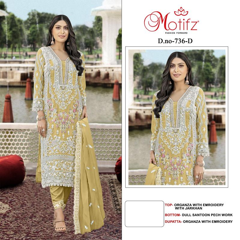 Motifz 736 Organza with Embroidery zarkan Salwar Kameez Wholesale catalog