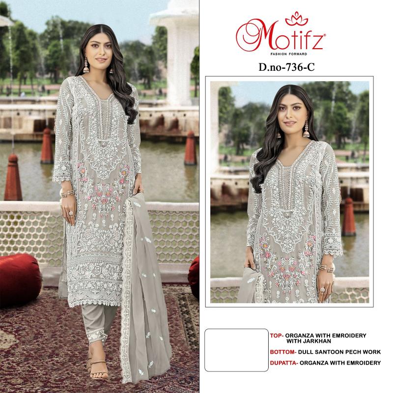 Motifz 736 Organza with Embroidery zarkan Salwar Kameez Wholesale catalog