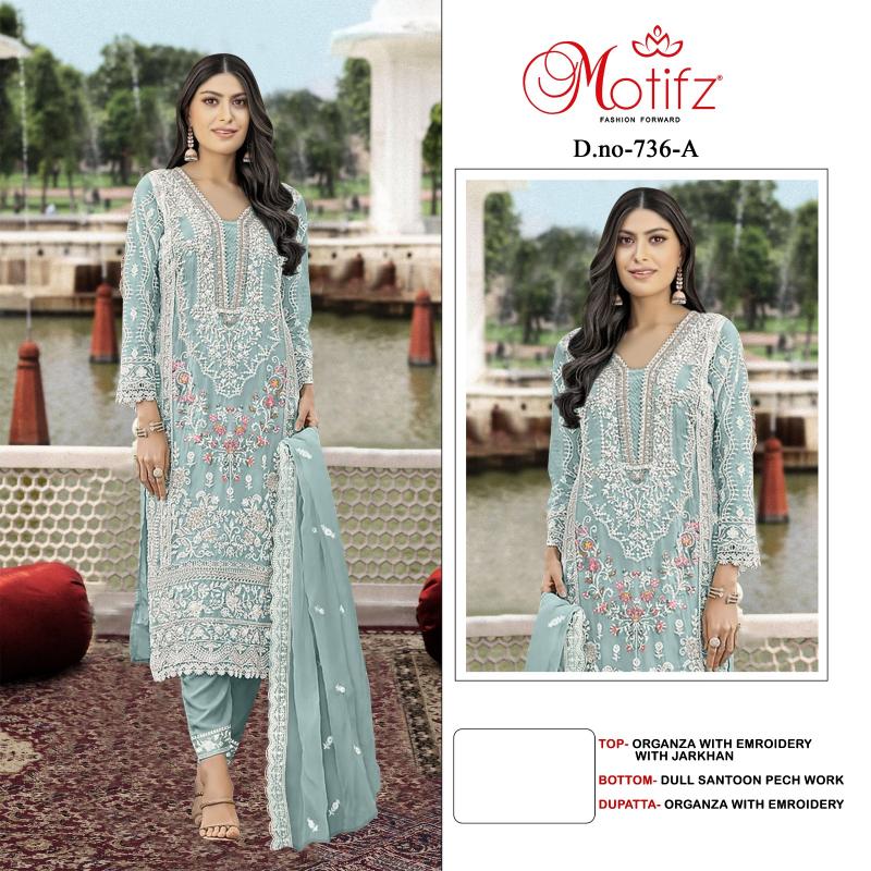 Motifz 736 Organza with Embroidery zarkan Salwar Kameez Wholesale catalog