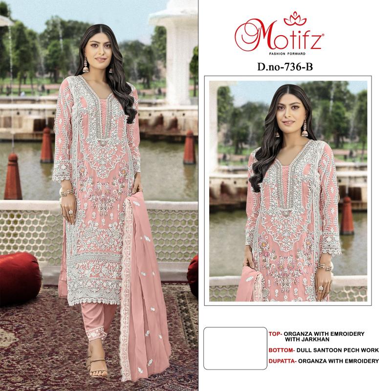Motifz 736 Organza with Embroidery zarkan Salwar Kameez Wholesale catalog