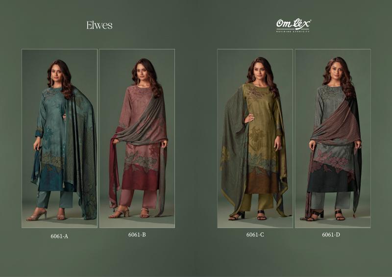 Omtex Elwes Pashmina Digital Printed Embroidery Salwar Kameez Wholesale Catalog
