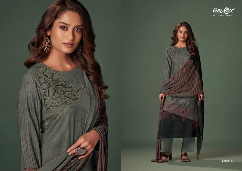Omtex Elwes Pashmina Digital Printed Embroidery Salwar Kameez Wholesale Catalog