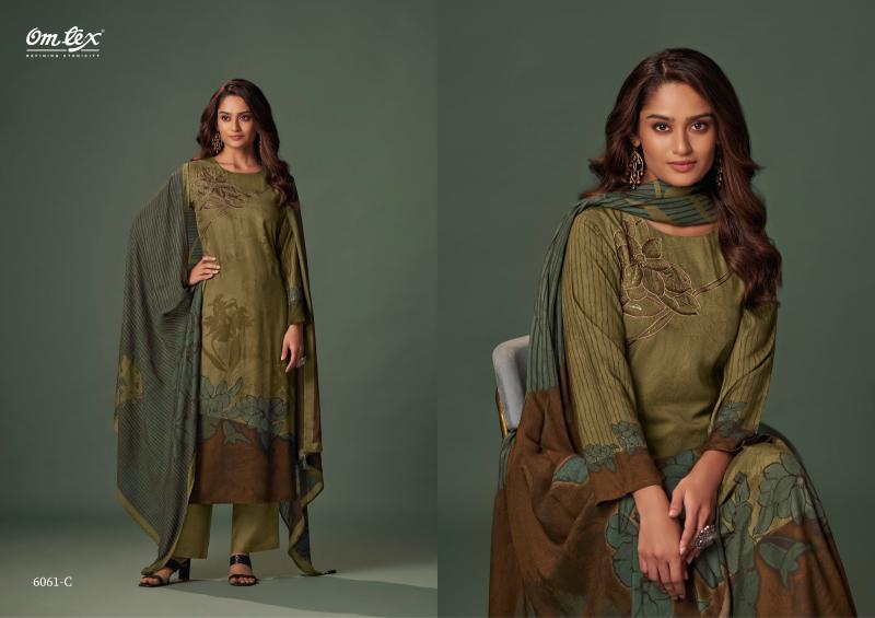 Omtex Elwes Pashmina Digital Printed Embroidery Salwar Kameez Wholesale Catalog