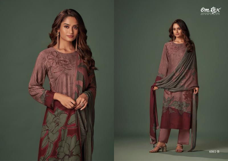 Omtex Elwes Pashmina Digital Printed Embroidery Salwar Kameez Wholesale Catalog